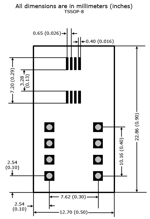 TSSOP-8 to DIP Adapter - Board and Land Pattern Dimension
