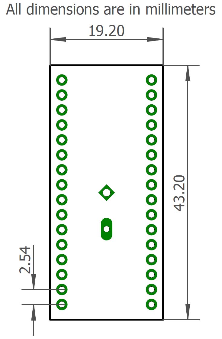 QFN-32 adapter board dimensions