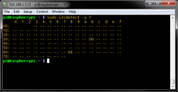 i2cdetect command detecting the DS1340 RTC